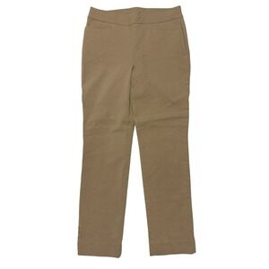 Chicos Khaki Pull On Pants Straight Elastic Waist Sz XS/2 (Chicos 00R) Stretch